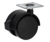 Kolečko nábytkové 50mm, plotnička 42x42x2 mm, brzda, černá, 40kg