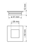 Úchytka zápustná 41mm satina, čtvercová