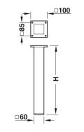 Stolová noha, čtvercová, 60x60/H710 mm, imitace nerezové oceli