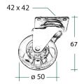 Kolečko nábytkové 50mm, plotnička 50x50 mm, transparentní bílá, 40kg