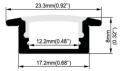 LED profil IN65 - k zafrézování, 2m, eloxovaný hliník + transparentní difuzor, šířka led. 12 mm