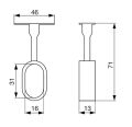 Ddržák oválné šatní tyče, stopkový koncový, 30x15 mm, nikl