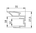Úchytový profil VR30 P01 (18 mm), 2700 mm, matná černá