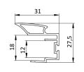 Úchytový profil VR30 P01 (18 mm), 2700 mm, eloxovaný hliník
