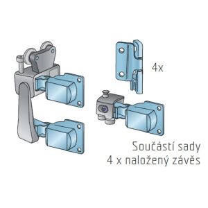 Sada koleček S25 pro skladací dveře, horní vedení