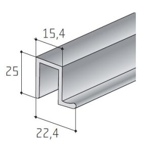 Profil horní S25 1m, pro skladací dveře, stířbrný elox