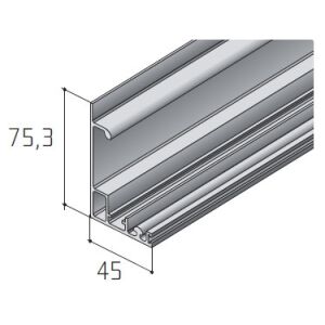 Profil  horní S40SD 3m, pro skladací dveře, stířbrný elox