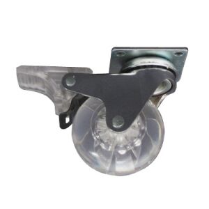 Kolečko nábytkové 50mm, plotnička 50x50 mm, brzda, transparentní bílá, 40kg