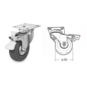 Kolečko nábytkové 50mm zátěžové + brzda, 30kg