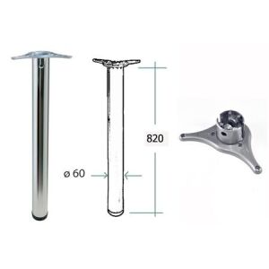 Sstolová noha, plotnička, D60/H820 mm, stříbrná