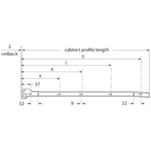 METABOX - M - částečný výsuv, 500mm, bílý