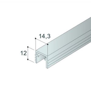 Profil horní k zafrézování S50 2m, dolní vedení stířbrný elox