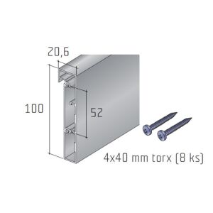Profil rámový S45-100 - Rámový profil 3m, stříbrný elox