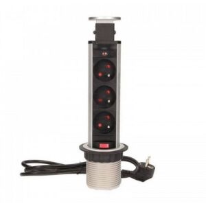 Zásuvková věž výsuvná RAL 9006, 3xzásuvka 230V