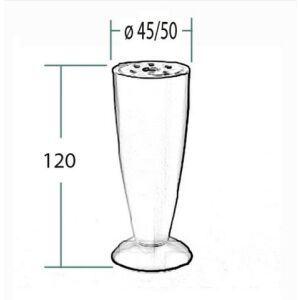 Noha nábytková H120mm, D45/50mm, černá