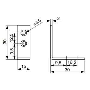 Úhelník 30x30x15 mm, T2, bílý zinek