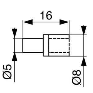 Policová podpěrka, kolíček pro skleněné police s gumičkou 5/5 x 16mm NIKL