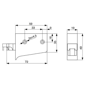 Závěsné kování na skříňky, oboustranné řešení, bílá