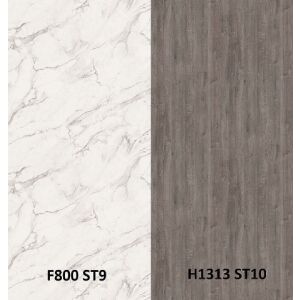 Zádový panel (zástěna) Egger F800 ST9 Mramor křišťálový / H1313 ST10 Dub Whiteriver šedohnědý, 4100x640x9,2