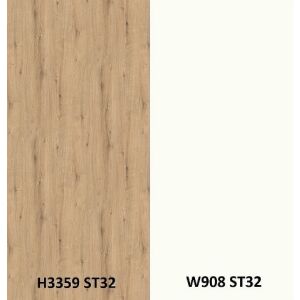 Zádový panel (zástěna) Egger H3359 ST32 Dub Davenport přírodní světlý / W908 ST32 Základní bílá, 4100x640x9,2