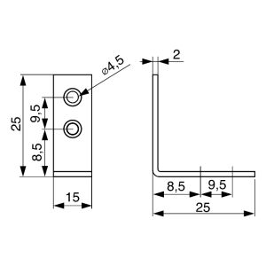 Úhelník 25x25x15 mm, T2, bílý zinek