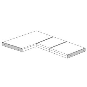 Spojovací rohová lišta pracovní desky 38mm, univerzální L/P, 600 mm, hliník