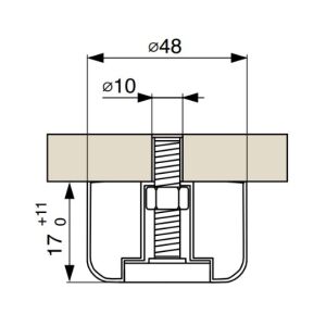 Nastavitelný kluzák D48/H17, černá