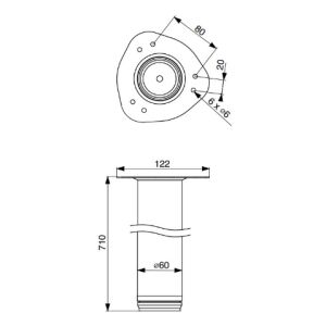Stolová noha, plotnička, D60/H710 mm, černá matná