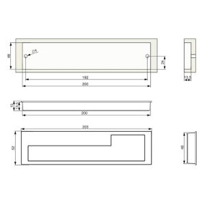 Úchytka XZ09 zápustná, levá, 192 mm, matná bílá