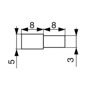 Policová podpěrka, kolíček, 5/3 x 16 NIKL