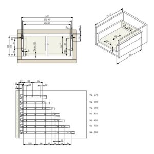 Kolečkový výsuv s bočnicí, 86/450 mm, bílá