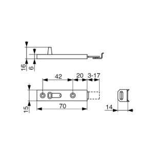 Nábytková zástrč, rovná, 7cm, nikl