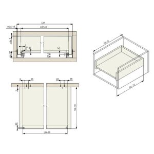 Skrytý celovýsuv, s tlumením, 25 kg, 300 mm, 2D příchyty