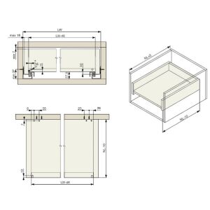 Skrytý celovýsuv, s tlumením, 25 kg, 400 mm, 2D příchyty