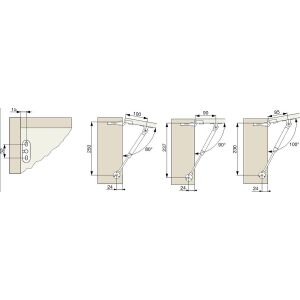 Klopna plynová 100N pro horní výklop, L245, automatická, stříbrná