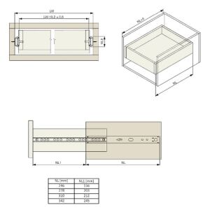 Kuličkový mikrovýsuv 10 kg, H17, L310 mm, nikl