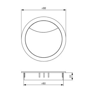 Průchodka kabelová kovová pr. 80mm broušený nerez