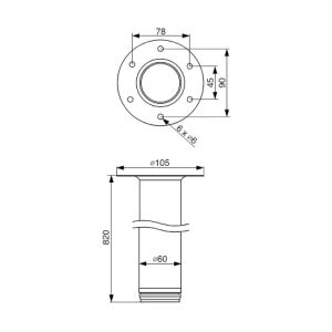 Stolová noha s kruhovým adaptérem, D60/H820 mm, chrom