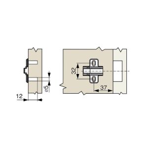 Montážní podložka pro závěs NC50/NC70 clip on, H0, s eurošrouby