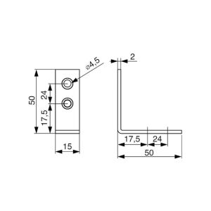 Úhelník 50x50x15 mm, T2, bílý zinek