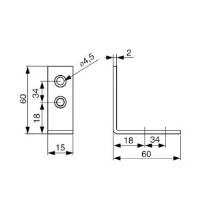 Úhelník 60x60x15 mm, T2, bílý zinek