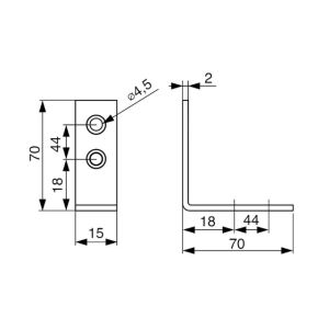Úhelník 70x70x15 mm, T2, bílý zinek