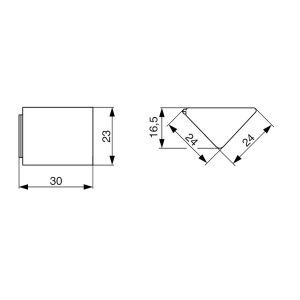 Úhelník (růžek) plastový malý, černý