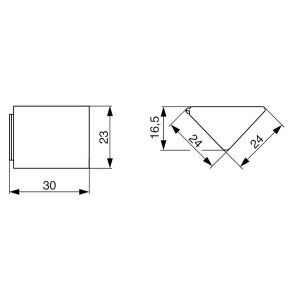 Úhelník (růžek) plastový malý, hnědý