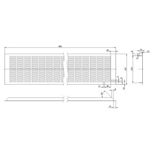 Hliníková větrací mřížka, 150x800 mm, eloxovaný hliník