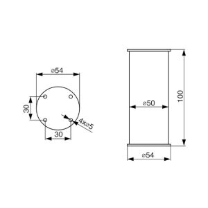 Noha nábytková kulatá, H100/D50, eloxovaný hliník
