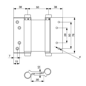 Dvojitý pružinový závěs, 75mm, nerezová ocel