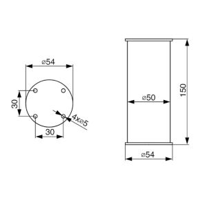 Noha nábytková kulatá, H150/D50, eloxovaný hliník