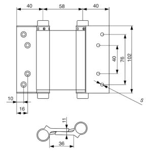 Dvojitý pružinový závěs (western), 100mm, nerezová ocel