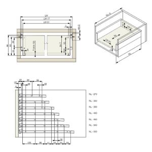 Kolečkový výsuv s bočnicí, 86/550 mm, bílá